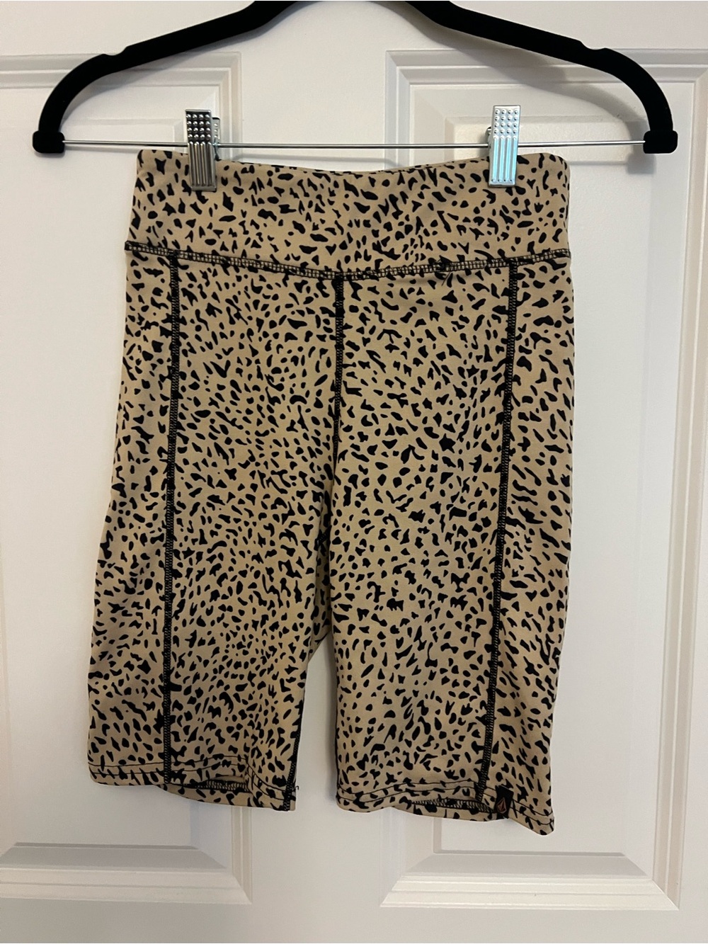 Volcom Beige and Black Leopard-Print Bike Shorts